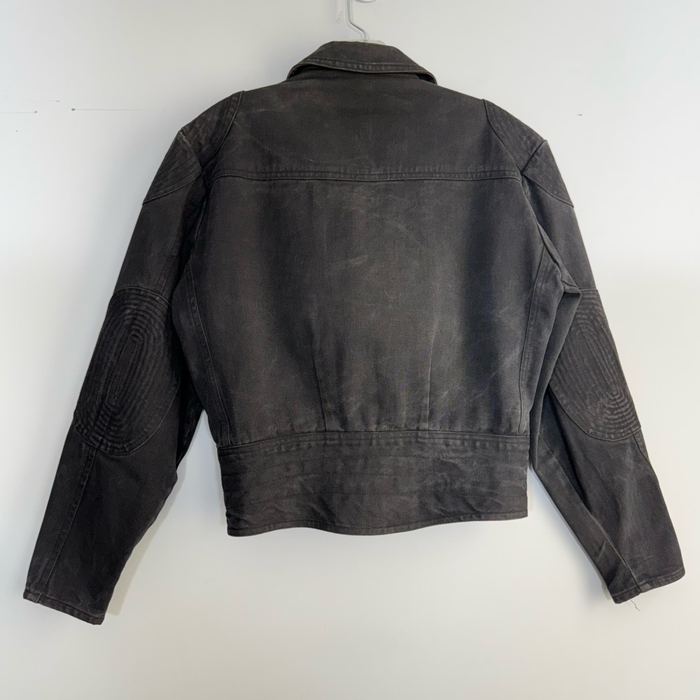 Cooper Sportswear Vintage Cropped Denim Moto Jean Jacket Black Gray Motorcycle S - Picture 6 of 16